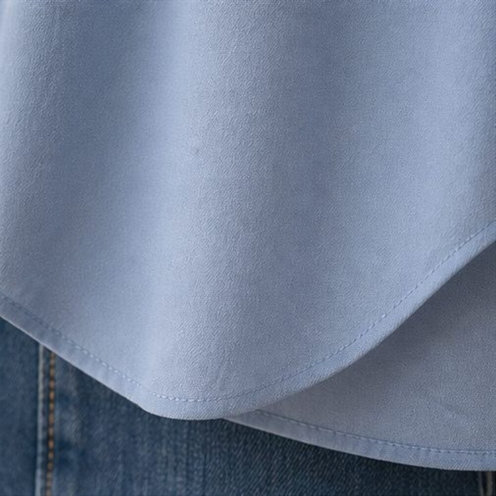 Powder Blue Ruffle Collar Blouse - Picture 6 of 6